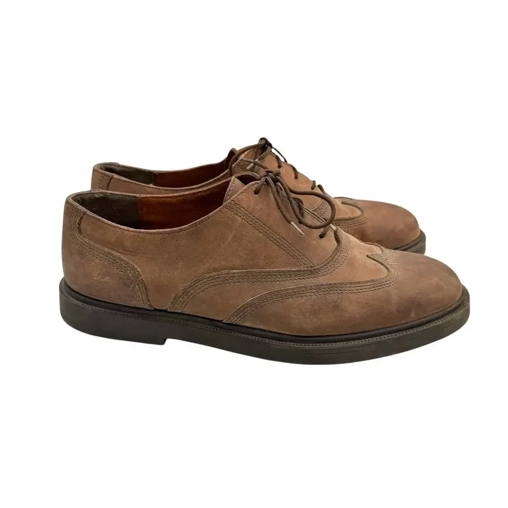 Florsheim Brown Roughout Suede Round Toe Lace Up Wingtip Oxford Dress Shoes